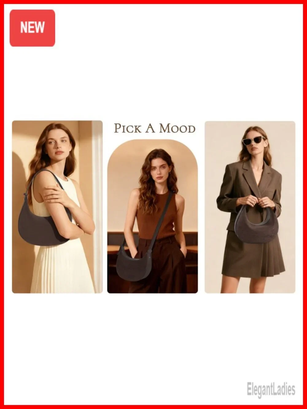 Suede Crossbody Bag Crescent Shoulder Hobo Handbag with Adjustable Strap